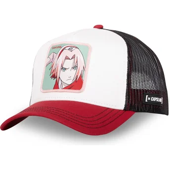 Casquette trucker beige, noire et rouge Sakura Haruno PIN Naruto Capslab