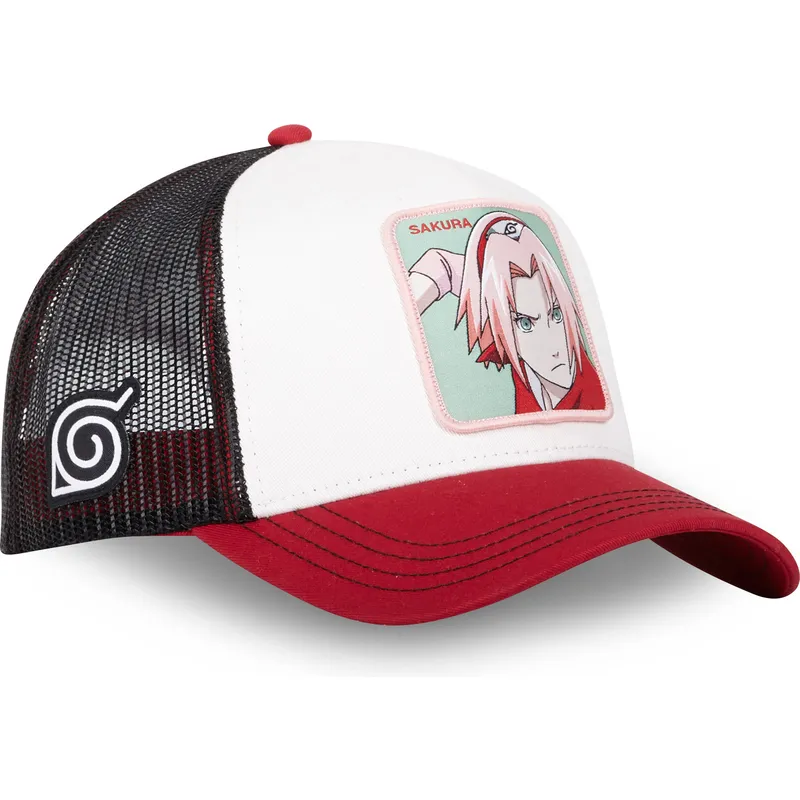 trucker-cap-beige-schwarz-und-rot-sakura-haruno-pin-naruto-von-capslab