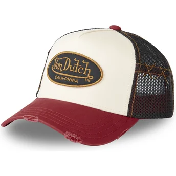 Czapka trucker beżowa, czarna i czerwona GRRE marki Von Dutch