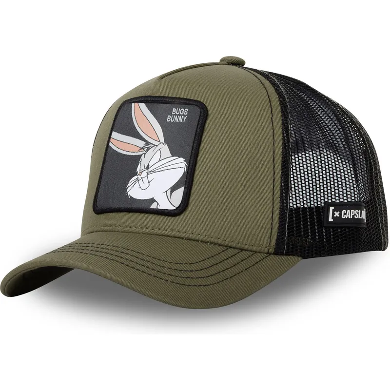 grune-und-schwarze-trucker-kappe-bugs-bunny-loo-ka-looney-tunes-von-capslab