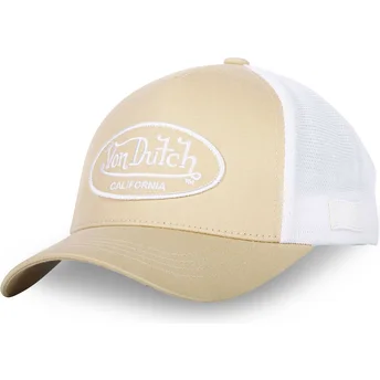 Casquette trucker beige et blanche ajustable LOF B14 Von Dutch