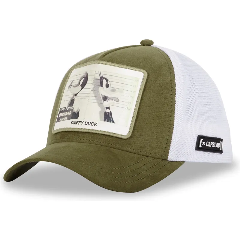grune-und-weisse-trucker-kappe-daffy-duck-loo9-daf-looney-tunes-von-capslab