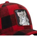 snapback-kappe-in-rot-und-schwarz-mit-gebogenem-schirm-tom-taj5-tj6-looney-tunes-von-capslab