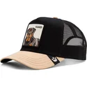 casquette-trucker-noire-et-beige-chien-rottweiler-the-guard-dog-the-farm-goorin-bros