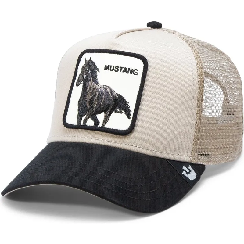 trucker-cap-beige-und-schwarz-pferd-the-mustang-the-farm-von-goorin-bros