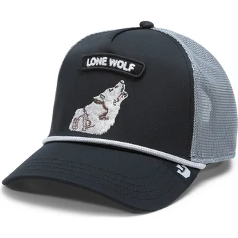 Gorra trucker negra y gris lobo GB2 Lone Wolf The Rocker The Farm de Goorin Bros.