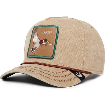 Beige böjd snapback-keps med anka Lucky Duck Canvas The Farm från Goorin Bros.