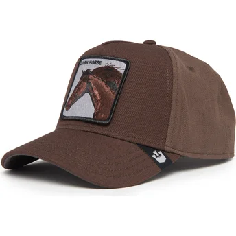 Casquette courbée marron snapback cheval Dark Horse Field...