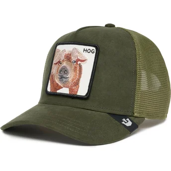 Casquette trucker verte cochon Hog The Suede Pig The Farm...