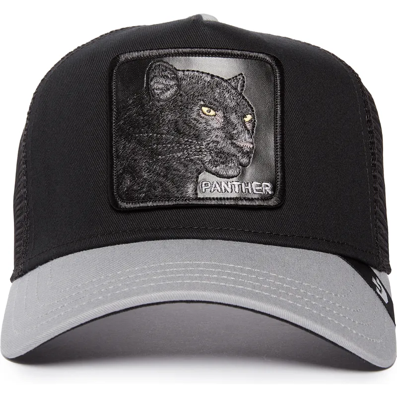 trucker-cap-schwarz-und-grau-panther-the-black-panther-big-cats-the-farm-von-goorin-bros