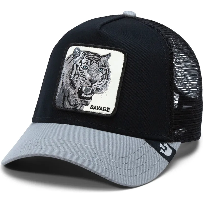 trucker-cap-schwarz-und-grau-tiger-the-savage-tiger-big-cats-the-farm-von-goorin-bros