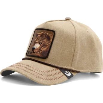 goorin-bros-the-farm-snapback-kappe-mit-gebogenem-schirm-in-hellbraun-bar-bear-bare-duck-canvas
