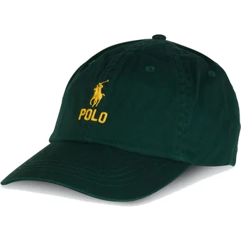 Zielona zakrzywiona czapka z daszkiem z żółtym logo Classic Sport od Polo Ralph Lauren.