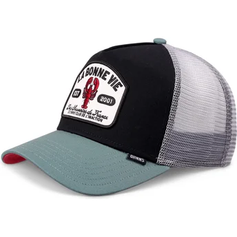 Cappellino trucker nero, grigio e verde La Bonne Vie HFT di Djinns