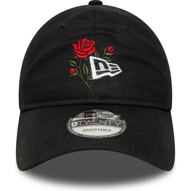 schwarze-verstellbare-curved-cap-9twenty-rose-icon-von-new-era