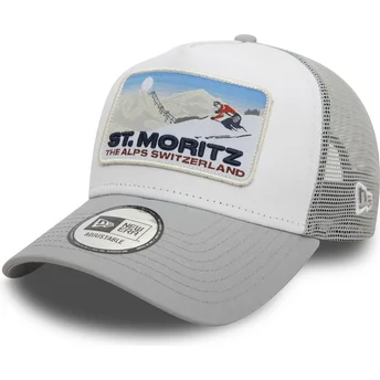 Casquette trucker grise A Frame Ski Patch St Moritz Villes et plages New Era