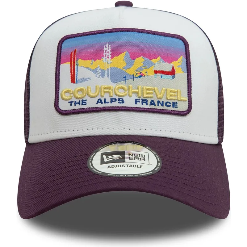 mutzen-gebogen-violett-snapback-a-frame-ski-patch-der-courchevel-ciudades-y-playas-von-new-era