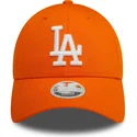 casquette-courbee-orange-ajustable-pour-femme-9forty-league-essential-los-angeles-dodgers-mlb-new-era