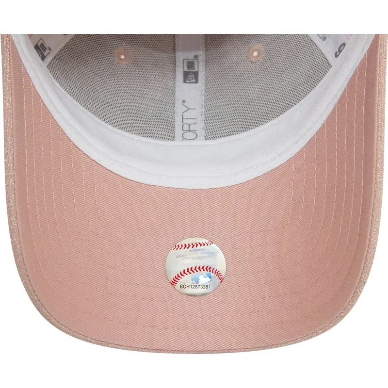 gebogene-rosa-verstellbare-damenkappe-9forty-glitter-der-new-york-yankees-mlb-von-new-era