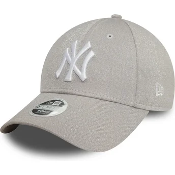 Casquette courbée grise ajustable pour femme 9FORTY Glitter New York Yankees MLB New Era