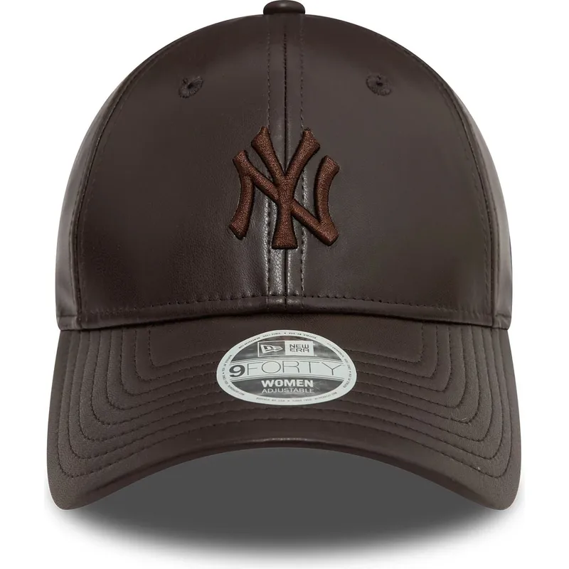 mutzen-gebogen-braun-verstellbares-band-9forty-midi-pu-der-new-york-yankees-mlb-von-new-era