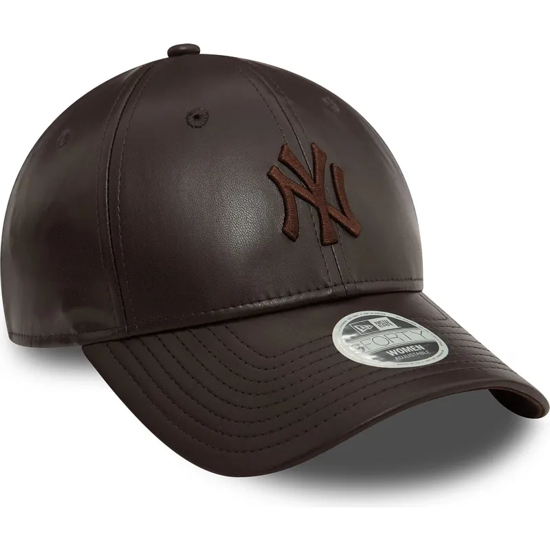 mutzen-gebogen-braun-verstellbares-band-9forty-midi-pu-der-new-york-yankees-mlb-von-new-era