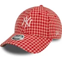 new-era-curved-brim-women-9forty-houndstooth-new-york-yankees-mlb-pink-adjustable-cap