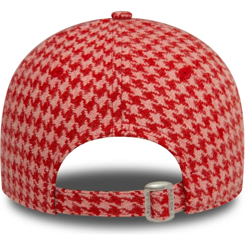 cappellino-curvo-rosa-regolabile-da-donna-9forty-houndstooth-dei-new-york-yankees-mlb-di-new-era