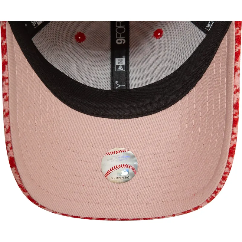 cappellino-curvo-rosa-regolabile-da-donna-9forty-houndstooth-dei-new-york-yankees-mlb-di-new-era
