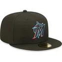 svart-justerbar-platt-keps-59fifty-ac-perf-miami-marlins-mlb-fran-new-era