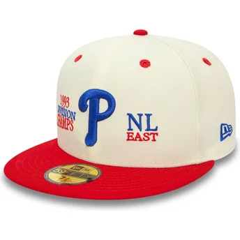 Casquette plate beige et rouge ajustée 59FIFTY 93 Division Philadelphia Phillies MLB New Era