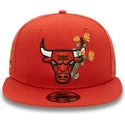 casquette-plate-orange-snapback-9fifty-seasonal-flower-chicago-bulls-nba-new-era