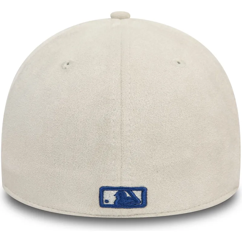 beige-gebogener-kappe-mit-blauem-logo-39thirty-faux-suede-von-los-angeles-dodgers-mlb-von-new-era