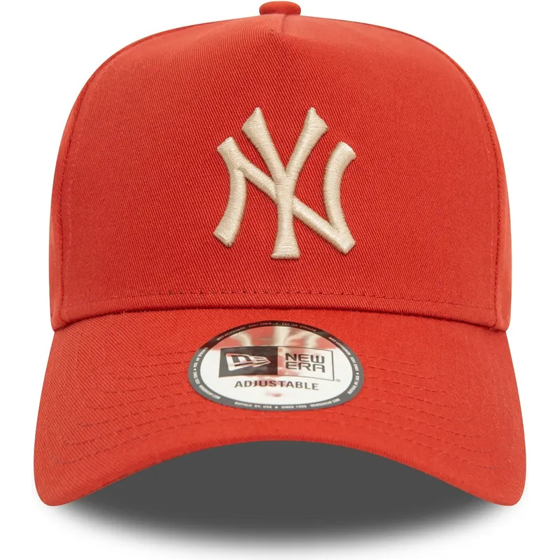 new-era-new-york-yankees-mlb-9forty-e-frame-league-essential-snapback-kappe-mit-gebogenem-schirm-in-orange-und-beigem-logo