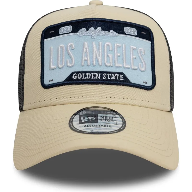 mutzen-gebogen-beige-snapback-a-frame-license-plate-der-los-angeles-ciudades-y-playas-von-new-era