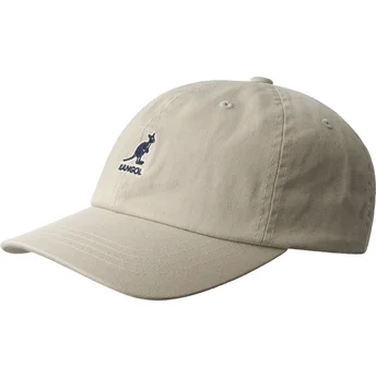 Beige verstellbare gebogene Kappe Washed Baseball Khaki von Kangol