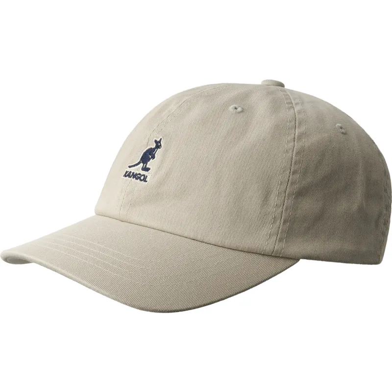 beigefarbene-verstellbare-gewaschene-baseball-kappe-khaki-von-kangol