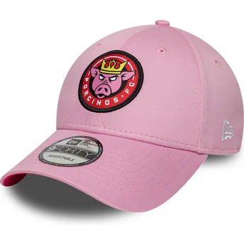 Cappellino curvo rosa regolabile 9FORTY Core dei Porcinos FC Kings League di New Era