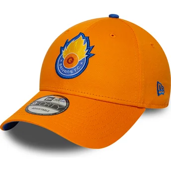 Cappello curvo arancione regolabile 9FORTY Core dei Saiyans FC Kings League di New Era