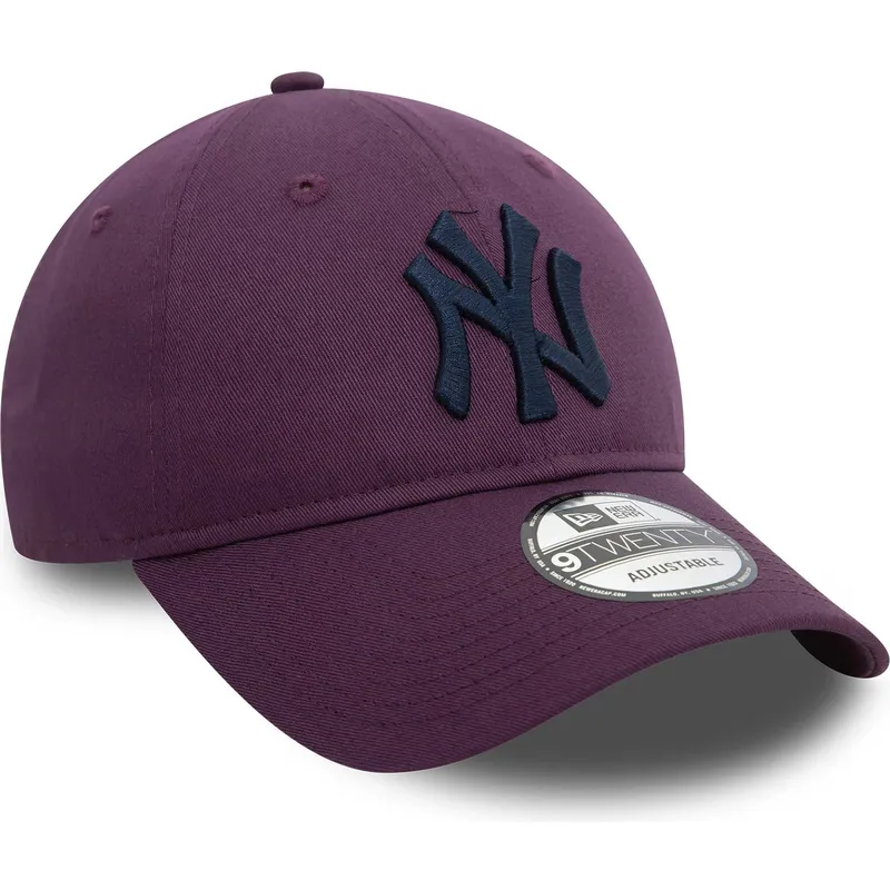 mutzen-gebogen-violett-verstellbares-band-9twenty-league-essential-der-new-york-yankees-mlb-von-new-era