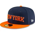 cappello-piatto-blu-marino-e-arancione-aderente-59fifty-statement-dei-new-york-knicks-nba-di-new-era