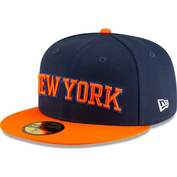 Gorra plana azul marino y naranja ajustada 59FIFTY Statement de New York Knicks NBA de New Era