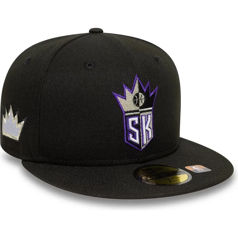 cappello-piatto-nero-aderente-59fifty-classic-dei-sacramento-kings-nba-di-new-era