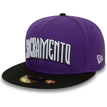 Gorra plana violeta y negra ajustada 59FIFTY Classic de Sacramento Kings NBA de New Era