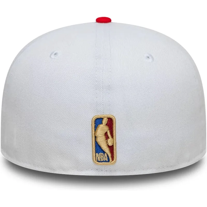 cappello-piatto-bianco-e-rosso-aderente-59fifty-classic-di-golden-state-warriors-nba-di-new-era