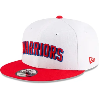 Casquette plate blanche et rouge snapback 9FIFTY Classic Golden State Warriors NBA New Era