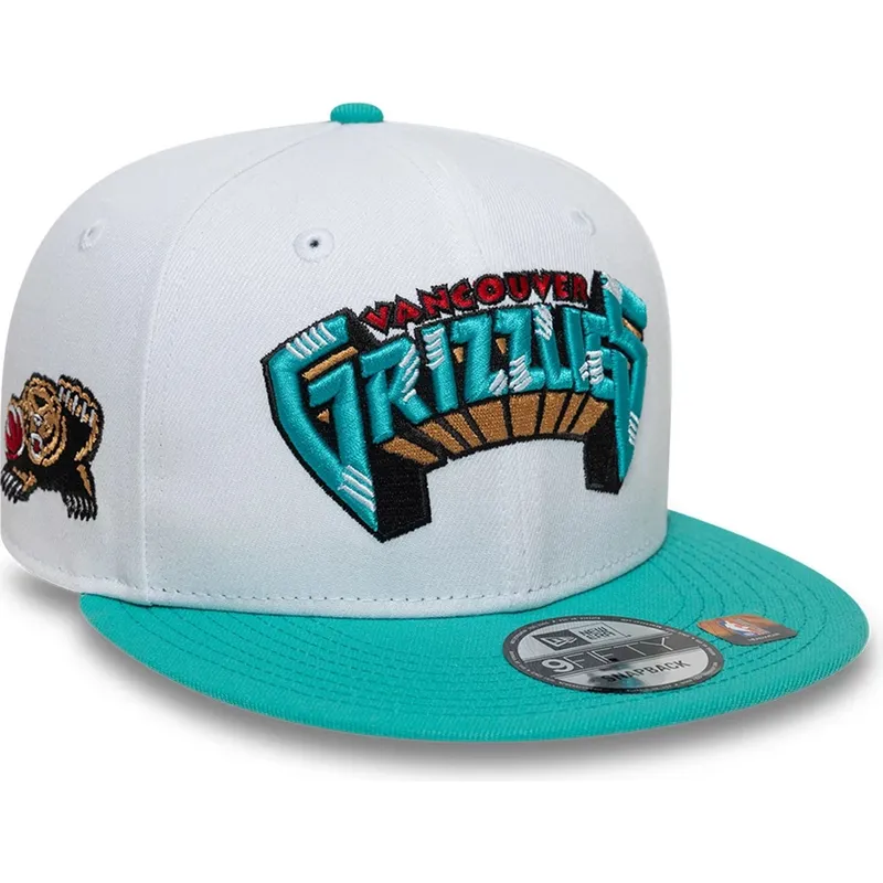 weisse-und-grune-flache-snapback-kappe-9fifty-classic-der-memphis-grizzlies-nba-von-new-era