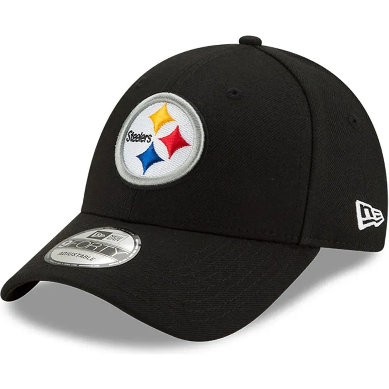schwarze-verstellbare-gebogene-kappe-9forty-the-league-der-pittsburgh-steelers-nfl-von-new-era