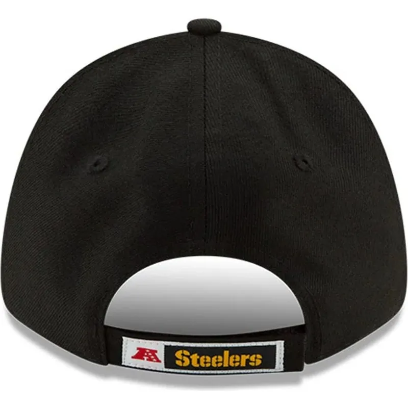schwarze-verstellbare-gebogene-kappe-9forty-the-league-der-pittsburgh-steelers-nfl-von-new-era