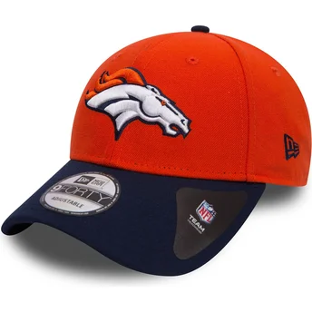 Gorra curva naranja y azul marino ajustable 9FORTY The League de Denver Broncos NFL de New Era